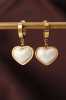 Çelik Gold Renk Beyaz Bombeli Kalp Küpe - Thumbnail (2)