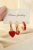 Kırmızı Mineli Kalp Model Küpe Seti - Thumbnail (2)