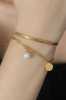 Gold Renk İkili Deniz Kabuğu Figür İnci Boncuk Detay Çelik Kadın Bileklik - Thumbnail (1)
