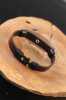 Siyah Deniz Çapalı Çelik Aksesuarlı Kahverengi Deri Erkek Bileklik - Thumbnail (2)